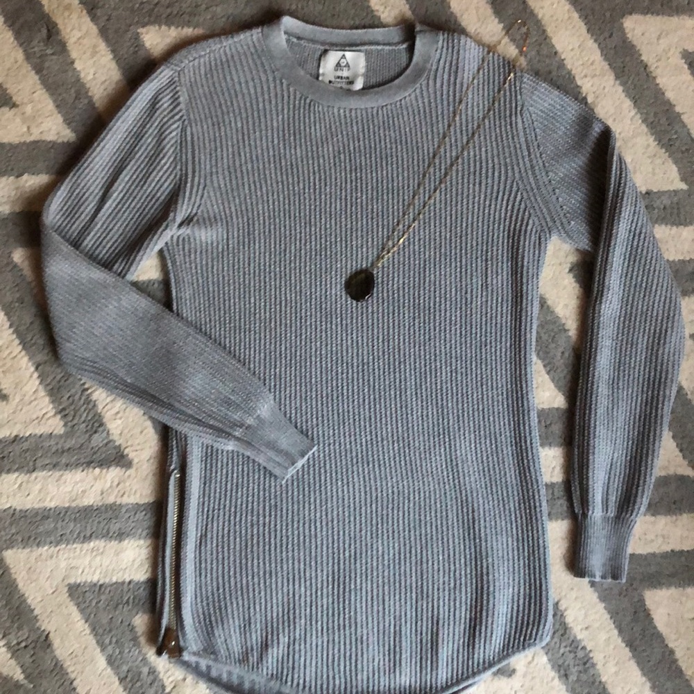 Urban Outfitters Grey Ribbed Sweater -w/ side zip